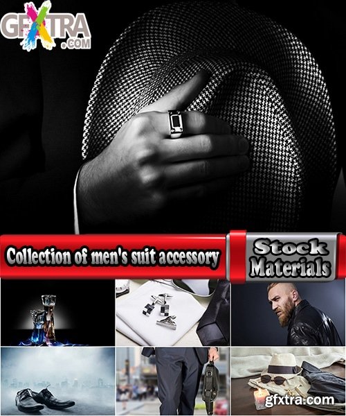 Collection of men's suit accessory portfolio watch hat shoes perfume 25 HQ Jpeg