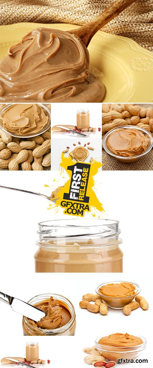 Stock Photo: Peanut butter in jar with spoon