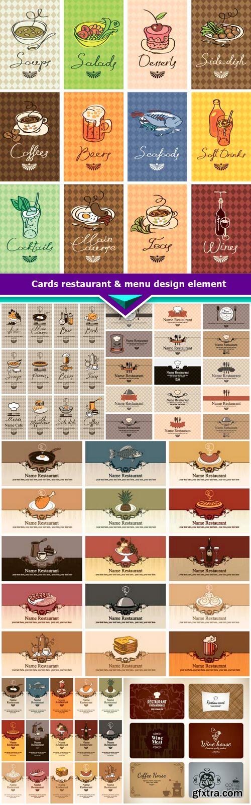 Cards restaurant &amp; cafe design element 6x EPS