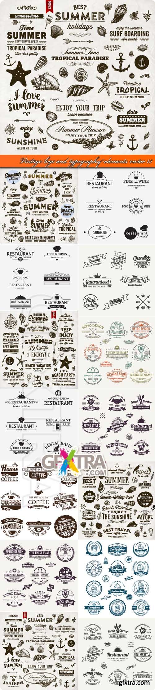 Vintage logo and typography elements vector 15