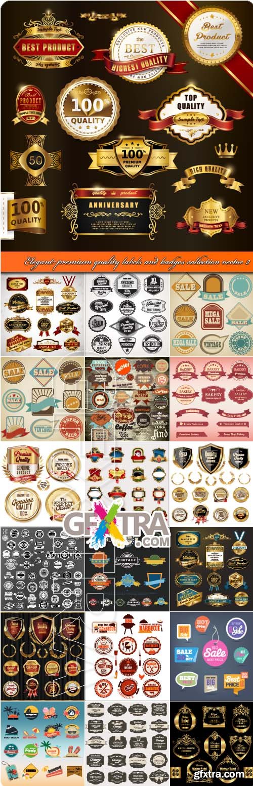 Elegant premium quality labels and badges collection vector 2