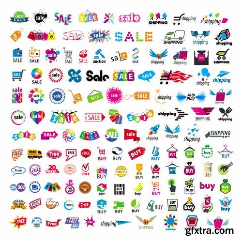 Stock Vector - Large Set of Colorful Logos