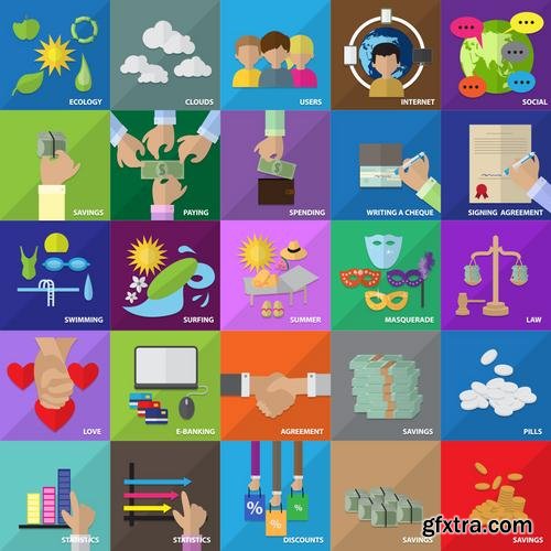 Stock Vector - Mega Flat Design Concept Icons, 35EPS