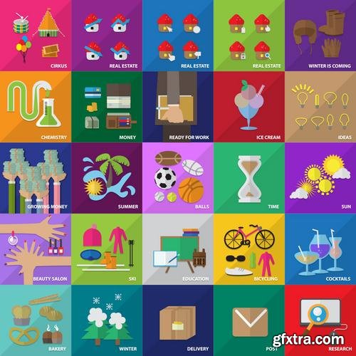 Stock Vector - Mega Flat Design Concept Icons, 35EPS