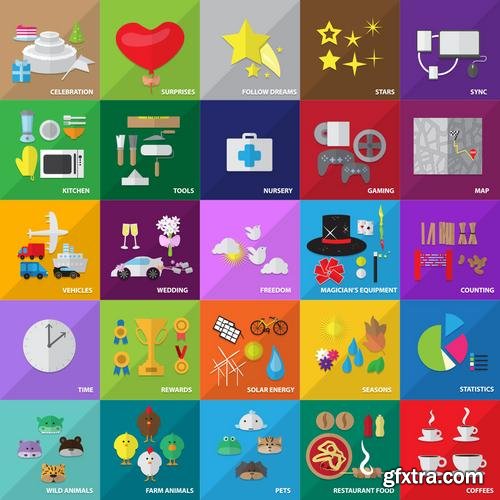 Stock Vector - Mega Flat Design Concept Icons, 35EPS