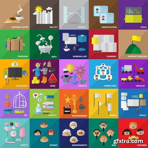 Stock Vector - Mega Flat Design Concept Icons, 35EPS