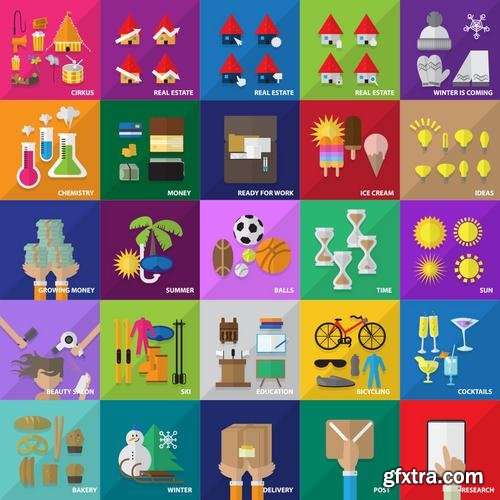 Stock Vector - Mega Flat Design Concept Icons, 35EPS