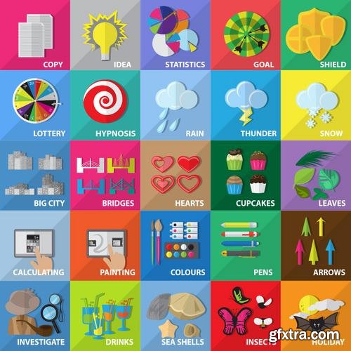 Stock Vector - Mega Flat Design Concept Icons, 35EPS