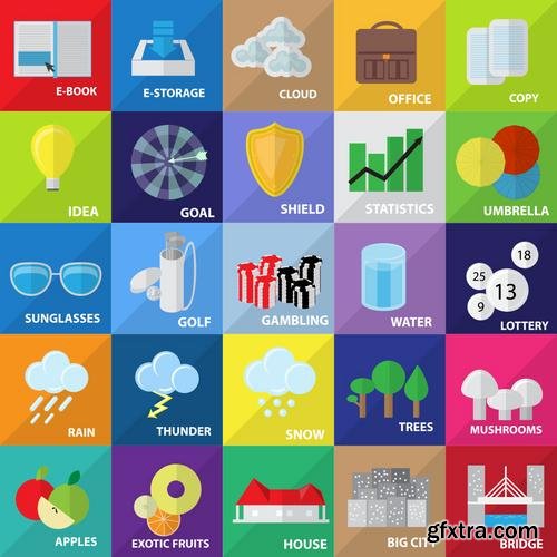 Stock Vector - Mega Flat Design Concept Icons, 35EPS