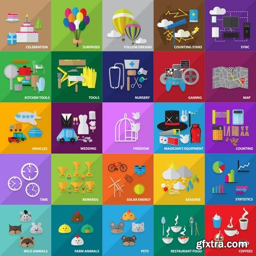 Stock Vector - Mega Flat Design Concept Icons, 35EPS