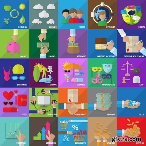 Stock Vector - Mega Flat Design Concept Icons, 35EPS