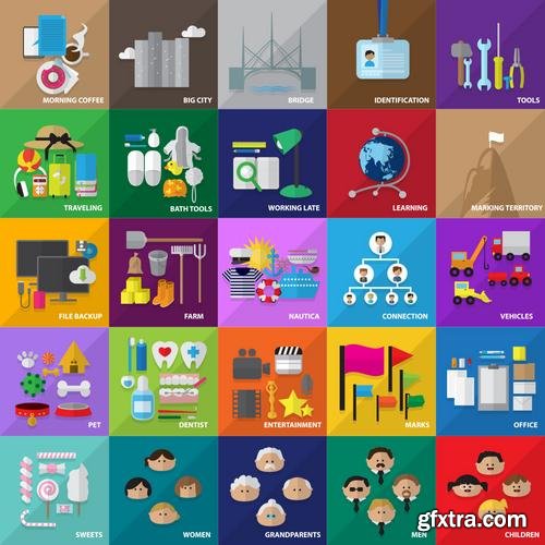 Stock Vector - Mega Flat Design Concept Icons, 35EPS