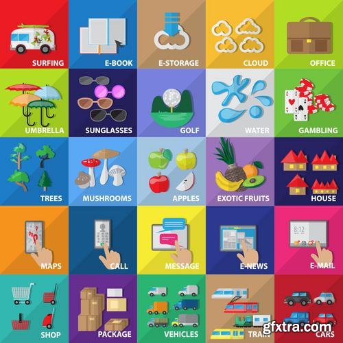 Stock Vector - Mega Flat Design Concept Icons, 35EPS