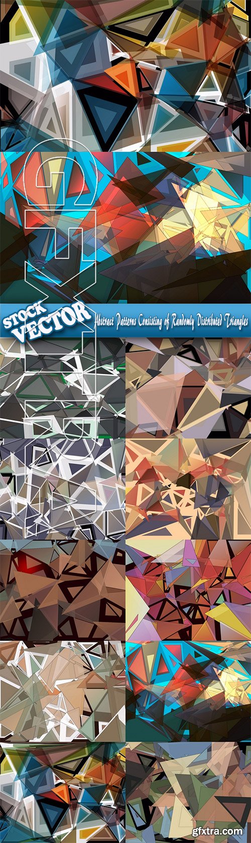 Stock Vector - Abstract Patterns Consisting of Randomly Distributed Triangles