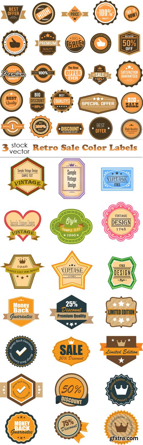 Vectors - Retro Sale Color Labels