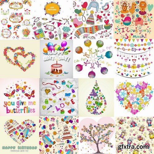 Collection of vector image gift card for a holiday 25 Eps