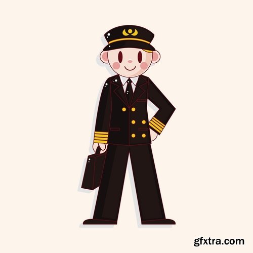 Collection vector cartoon image of different professions 25 Eps