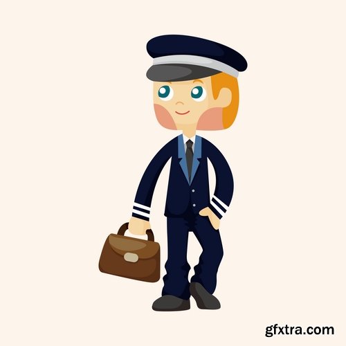 Collection vector cartoon image of different professions 25 Eps