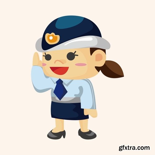 Collection vector cartoon image of different professions 25 Eps