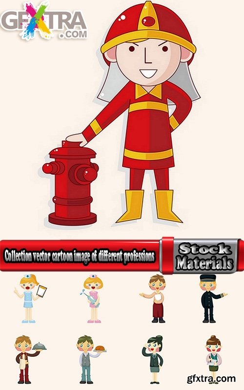 Collection vector cartoon image of different professions 25 Eps