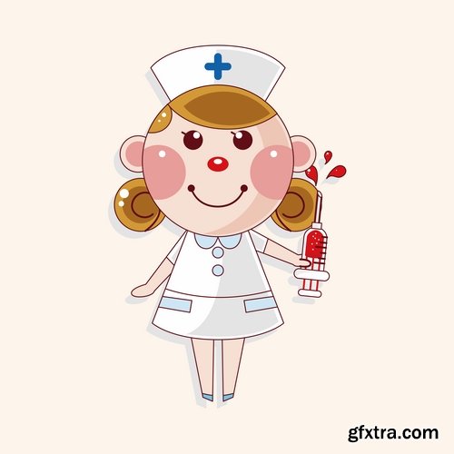 Collection vector cartoon image of different professions 25 Eps