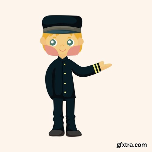 Collection vector cartoon image of different professions 25 Eps