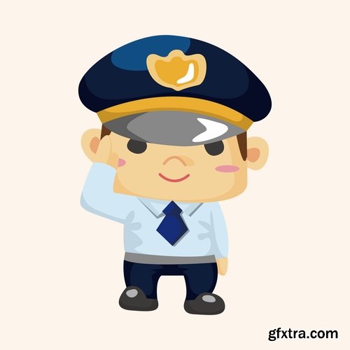 Collection vector cartoon image of different professions 25 Eps