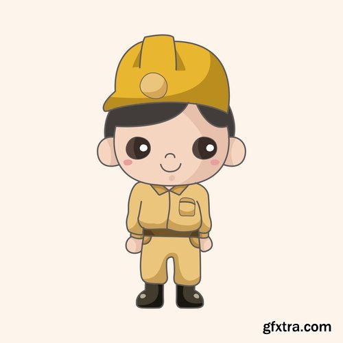 Collection vector cartoon image of different professions 25 Eps