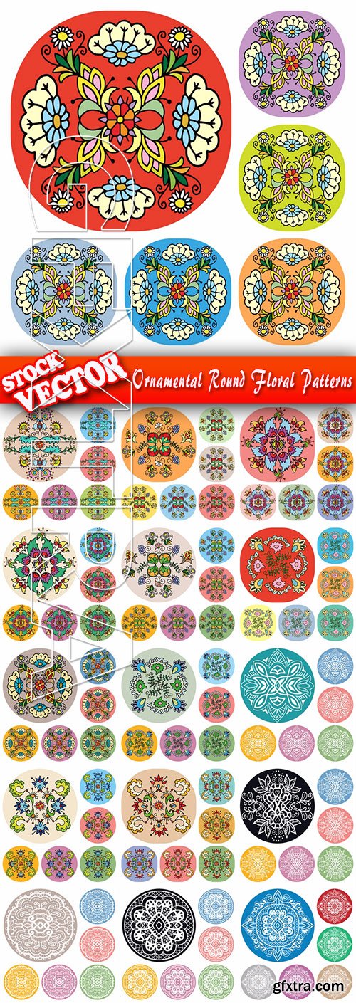 Stock Vector - Ornamental Round Floral Patterns