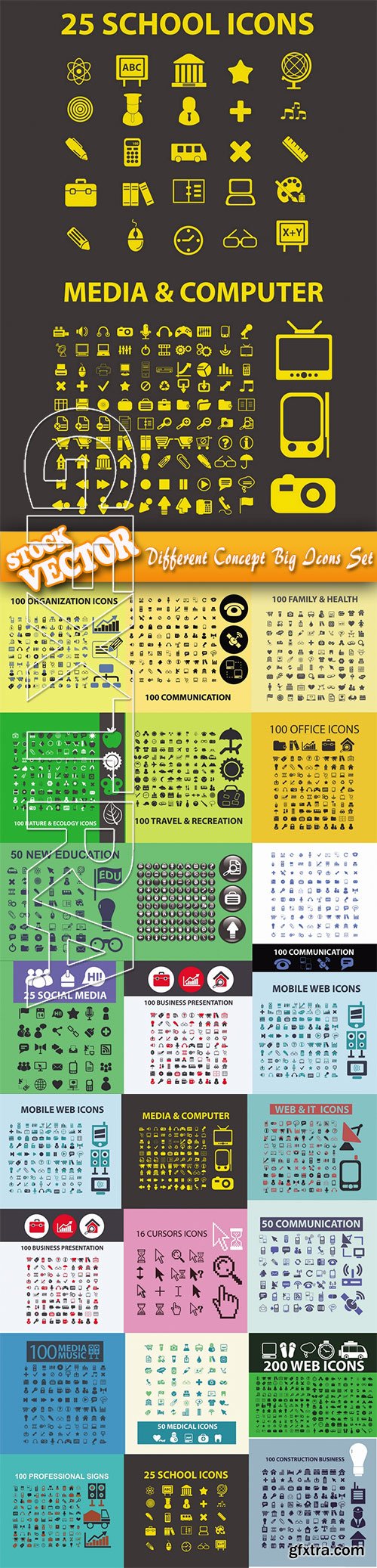 Stock Vector - Different Concept Big Icons Set