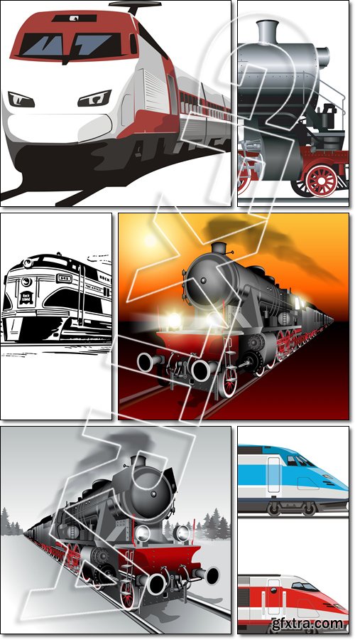 Passenger steam trains - Vector