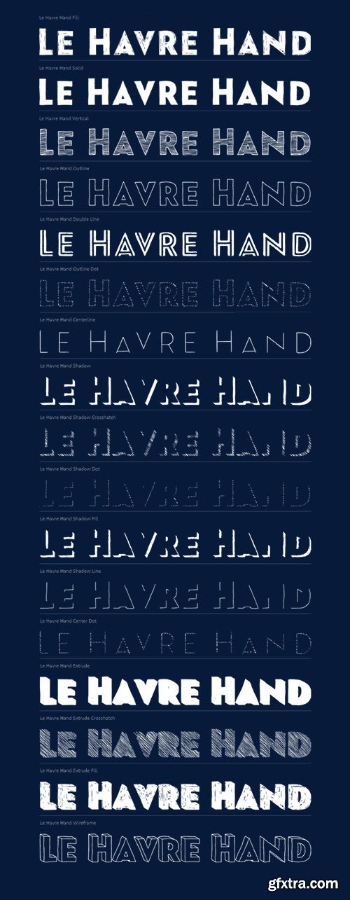 Le Havre Hand - Alternate Characters in Art Deco Style 21xOTF $69