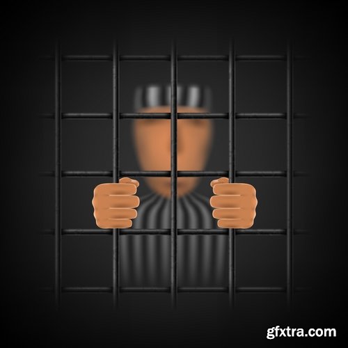 Collection of vector image inmates grating offender prison 25 Eps