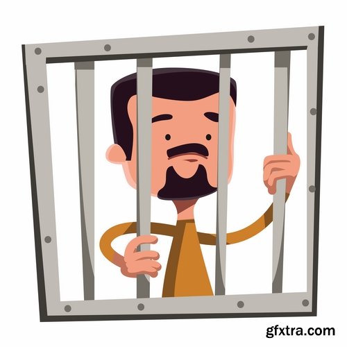 Collection of vector image inmates grating offender prison 25 Eps