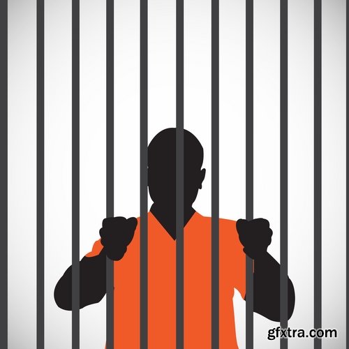 Collection of vector image inmates grating offender prison 25 Eps