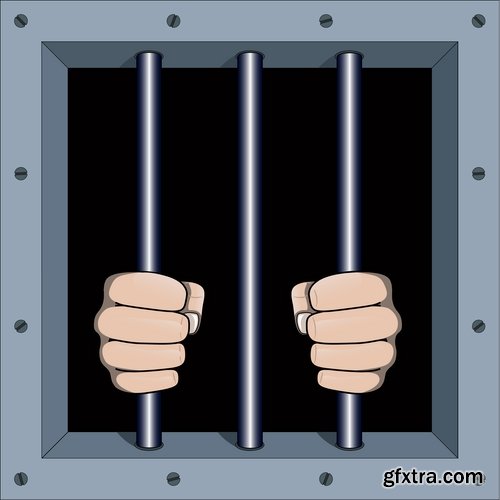 Collection of vector image inmates grating offender prison 25 Eps