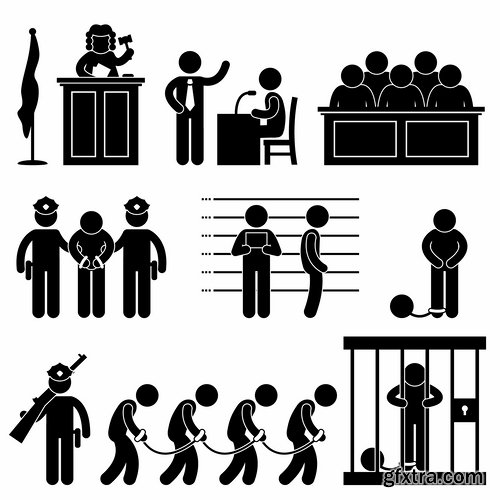 Collection of vector image inmates grating offender prison 25 Eps