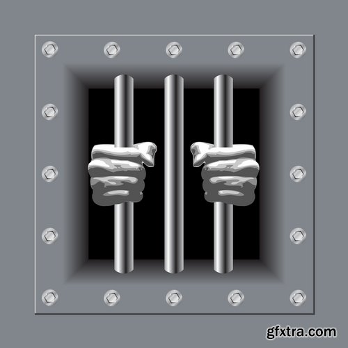 Collection of vector image inmates grating offender prison 25 Eps