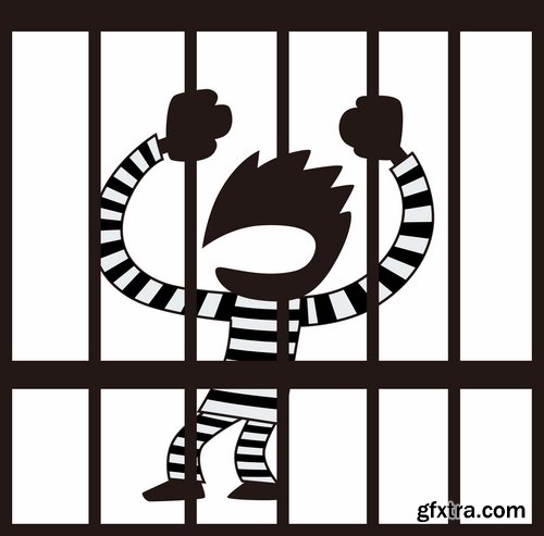 Collection of vector image inmates grating offender prison 25 Eps