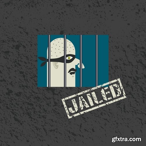 Collection of vector image inmates grating offender prison 25 Eps