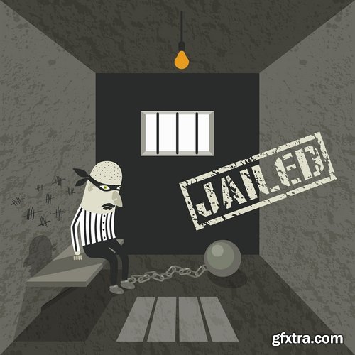 Collection of vector image inmates grating offender prison 25 Eps