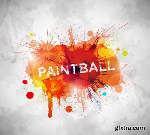 Collection of vector picture extreme sport of paintball 25 Eps