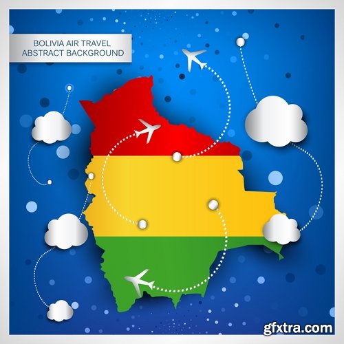 Collection of vector image of tourism business infographics different countries travel 25 Eps