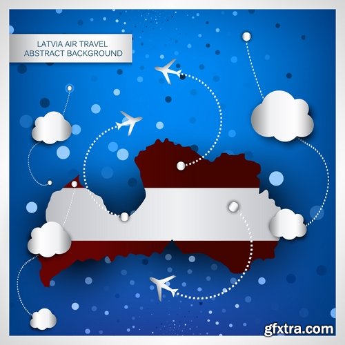 Collection of vector image of tourism business infographics different countries travel 25 Eps