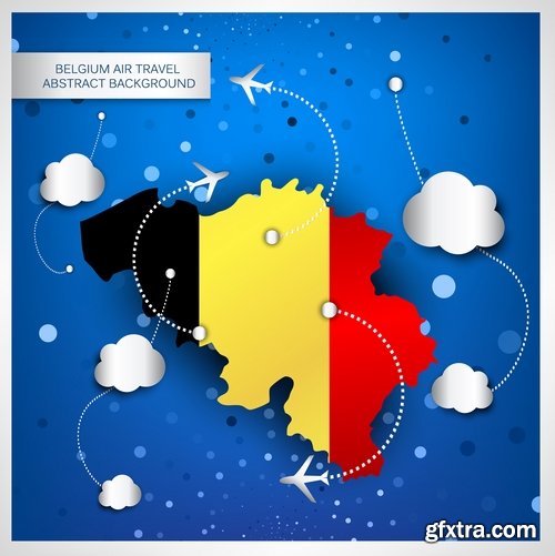 Collection of vector image of tourism business infographics different countries travel 25 Eps