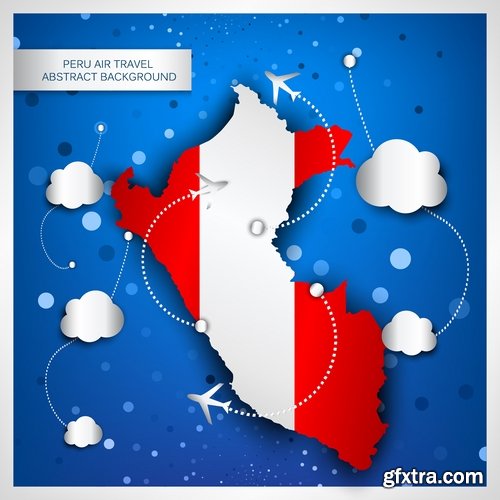 Collection of vector image of tourism business infographics different countries travel 25 Eps