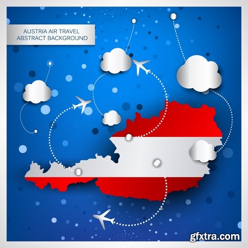 Collection of vector image of tourism business infographics different countries travel 25 Eps