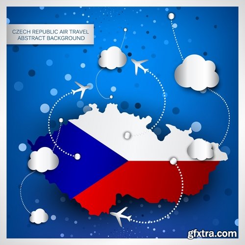 Collection of vector image of tourism business infographics different countries travel 25 Eps