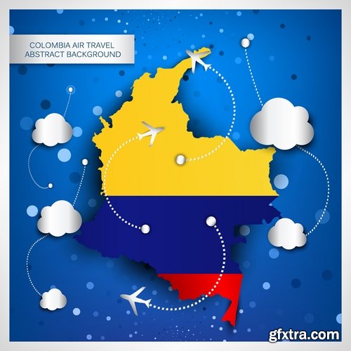 Collection of vector image of tourism business infographics different countries travel 25 Eps