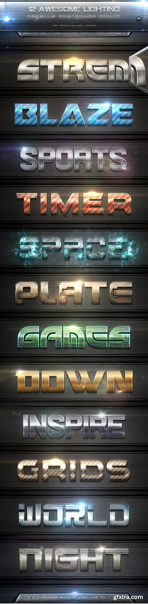 GraphicRiver - 12 Awesome Lighting Text Effect Styles + Actions 7932807